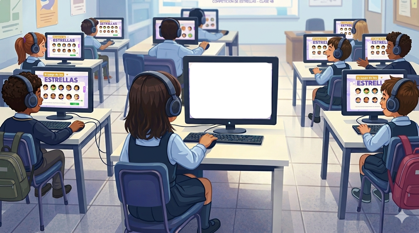 Sala de clases — pantalla en blanco